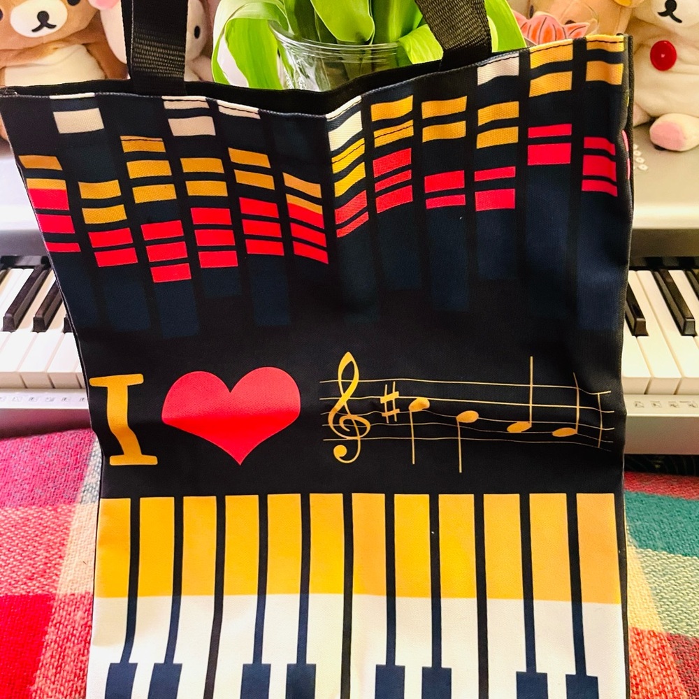 NEW Cotton Casual Music Tote Bag